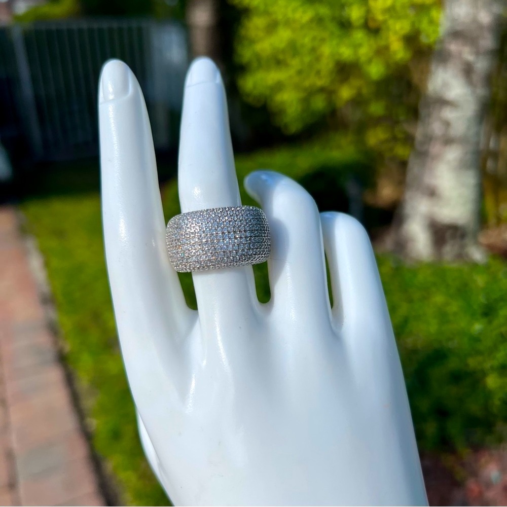 Diamond (sim) Sterling Silver Statement Ring Sz 8 - Picture 4 of 14